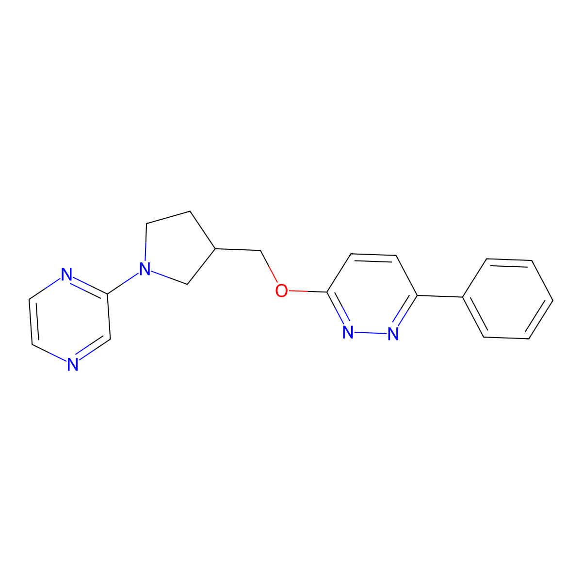 3-Phenyl-6-{[1-(pyrazin-2-yl)pyrrolidin-3-yl]methoxy}pyridazine molecular structure, CAS 2770598-91-7