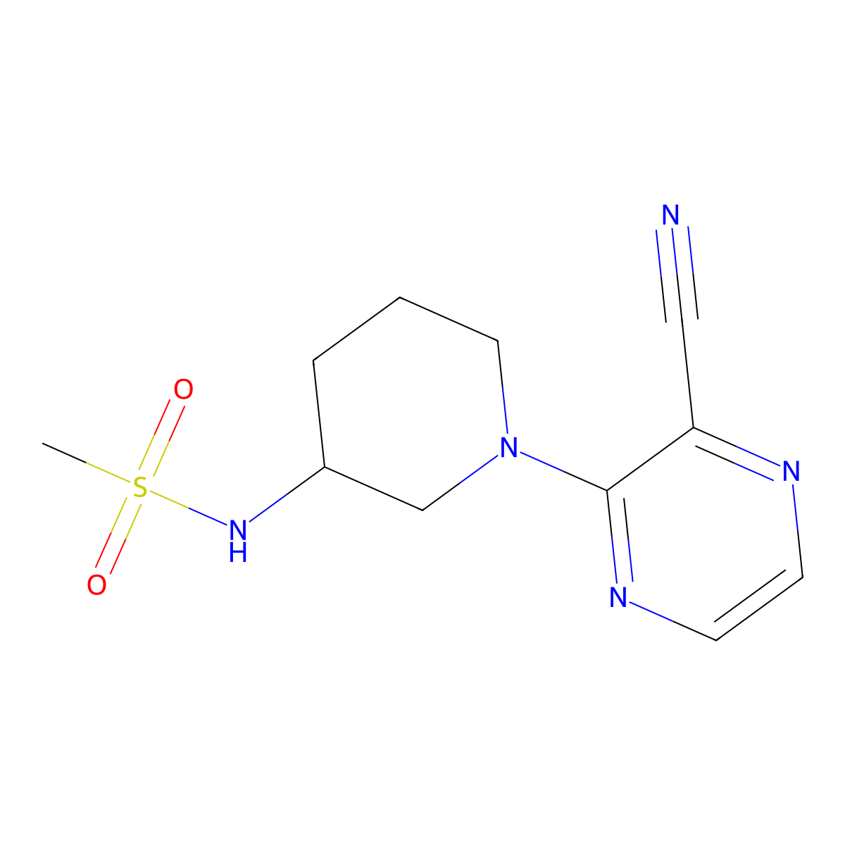 N-[1-(3-cyanopyrazin-2-yl)piperidin-3-yl]methanesulfonamide molecular structure, CAS 2770598-98-4