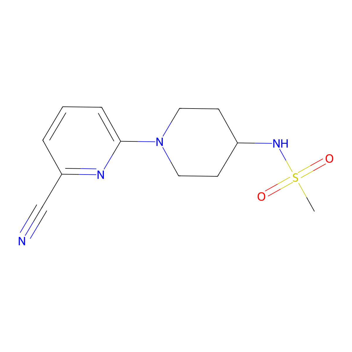 N-[1-(6-cyanopyridin-2-yl)piperidin-4-yl]methanesulfonamide molecular structure, CAS 2770599-00-1