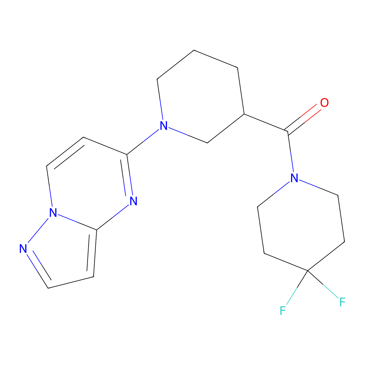 3-(4,4-Difluoropiperidine-1-carbonyl)-1-{pyrazolo[1,5-a]pyrimidin-5-yl}piperidine molecular structure, CAS 2770599-03-4
