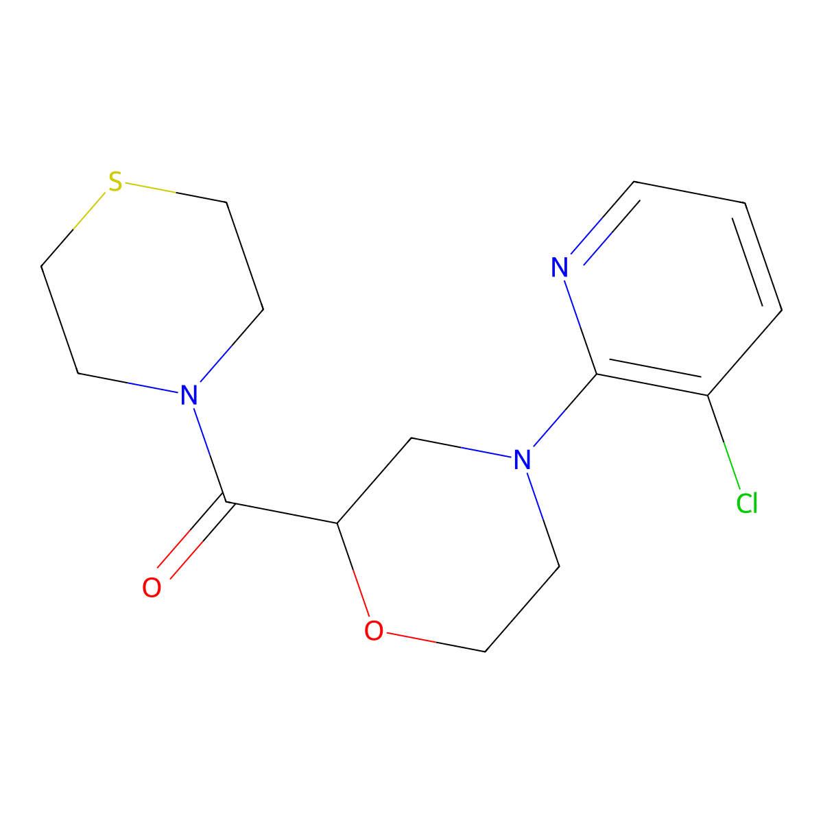 4-(3-Chloropyridin-2-yl)-2-(thiomorpholine-4-carbonyl)morpholine molecular structure, CAS 2770599-08-9