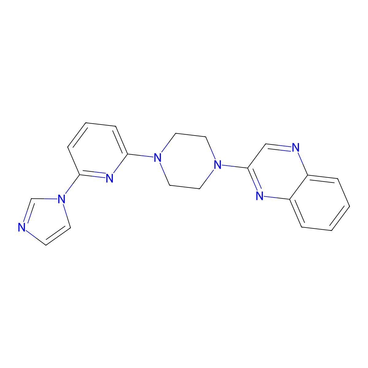 2-[4-(6-Imidazol-1-ylpyridin-2-yl)piperazin-1-yl]quinoxaline molecular structure, CAS 2770599-09-0