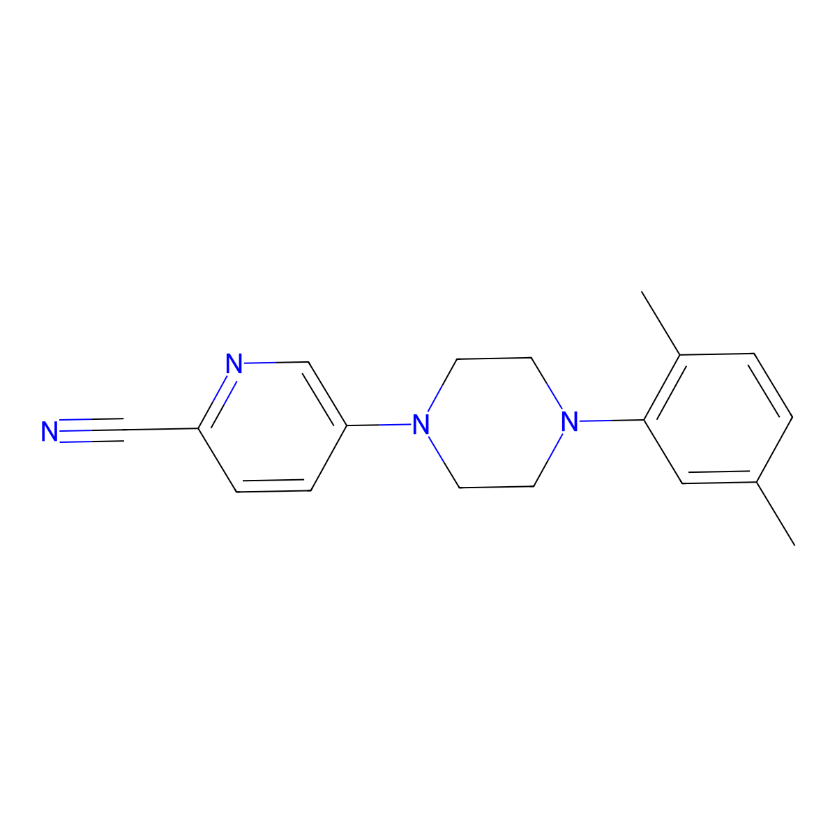 5-[4-(2,5-Dimethylphenyl)piperazin-1-yl]pyridine-2-carbonitrile molecular structure, CAS 2770599-10-3
