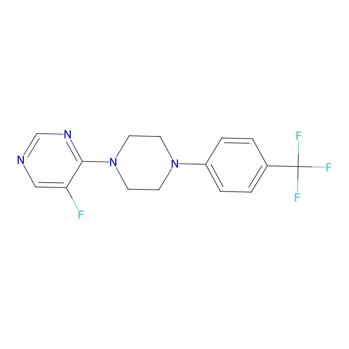 5-Fluoro-4-{4-[4-(trifluoromethyl)phenyl]piperazin-1-yl}pyrimidine molecular structure, CAS 2770599-11-4