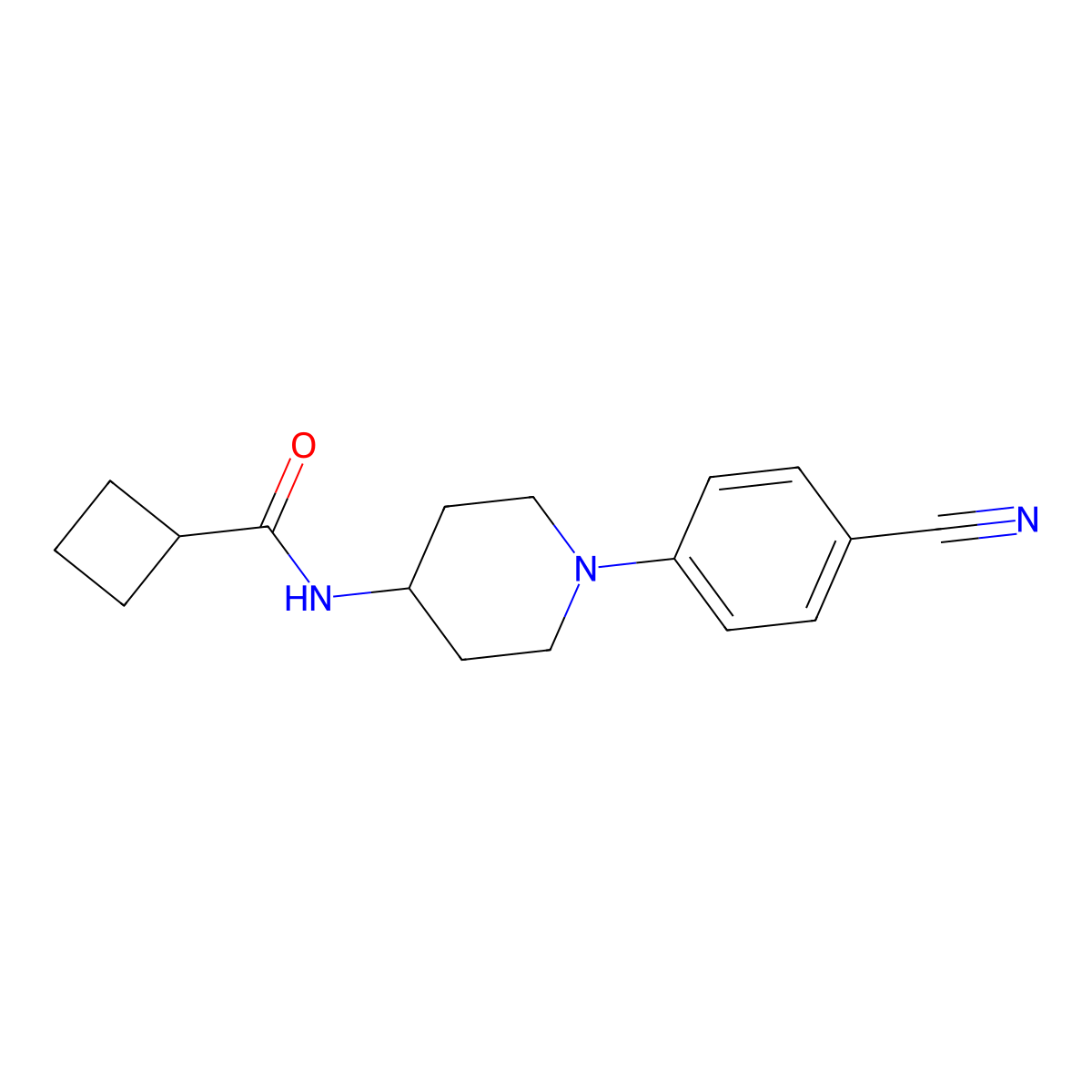 N-[1-(4-cyanophenyl)piperidin-4-yl]cyclobutanecarboxamide molecular structure, CAS 2770599-18-1
