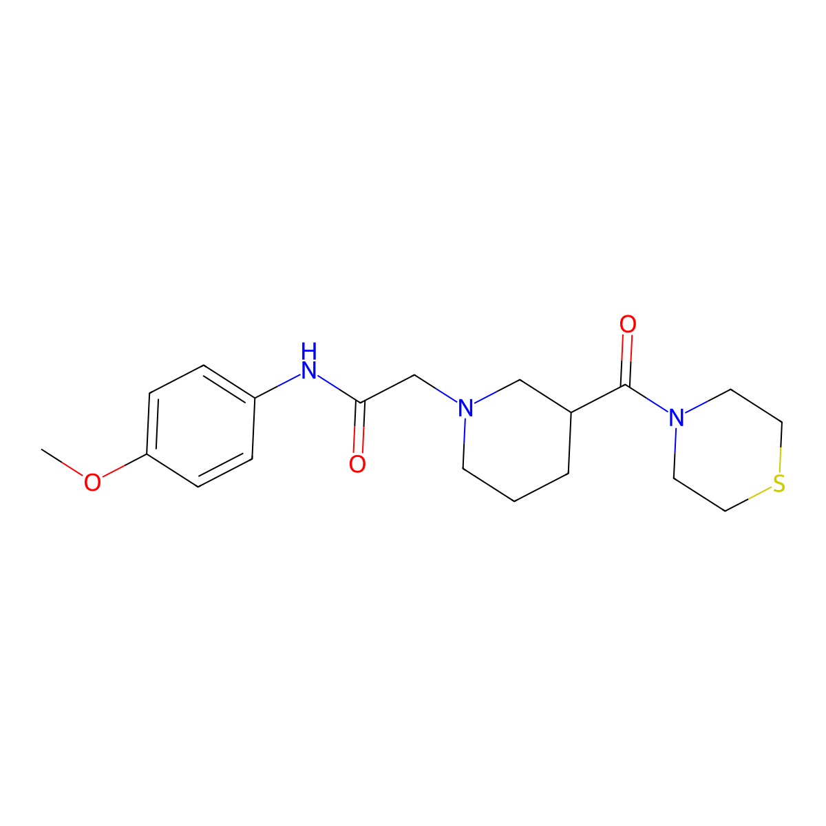 N-(4-methoxyphenyl)-2-[3-(thiomorpholine-4-carbonyl)piperidin-1-yl]acetamide molecular structure, CAS 2770599-23-8