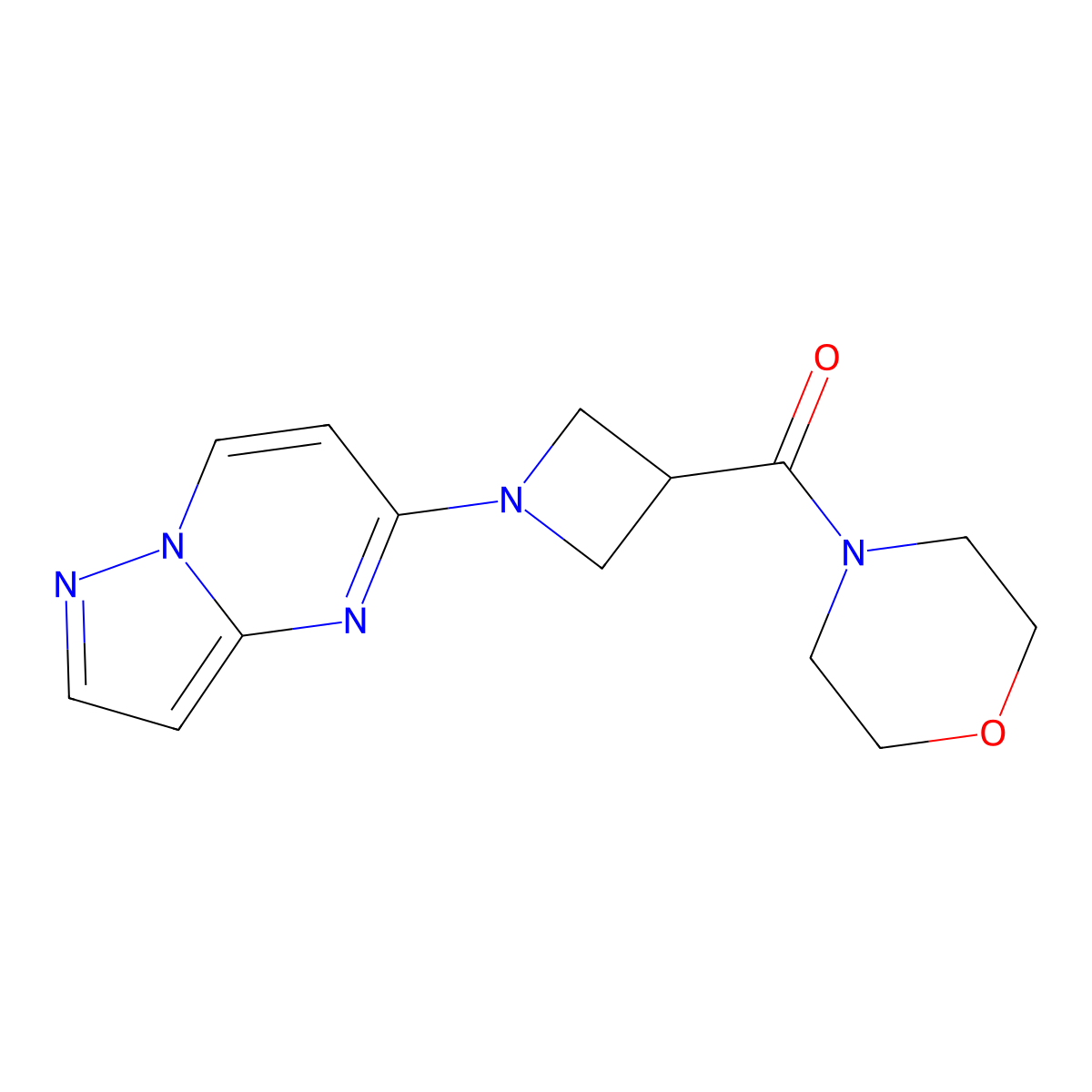 4-(1-{Pyrazolo[1,5-a]pyrimidin-5-yl}azetidine-3-carbonyl)morpholine molecular structure, CAS 2770599-24-9