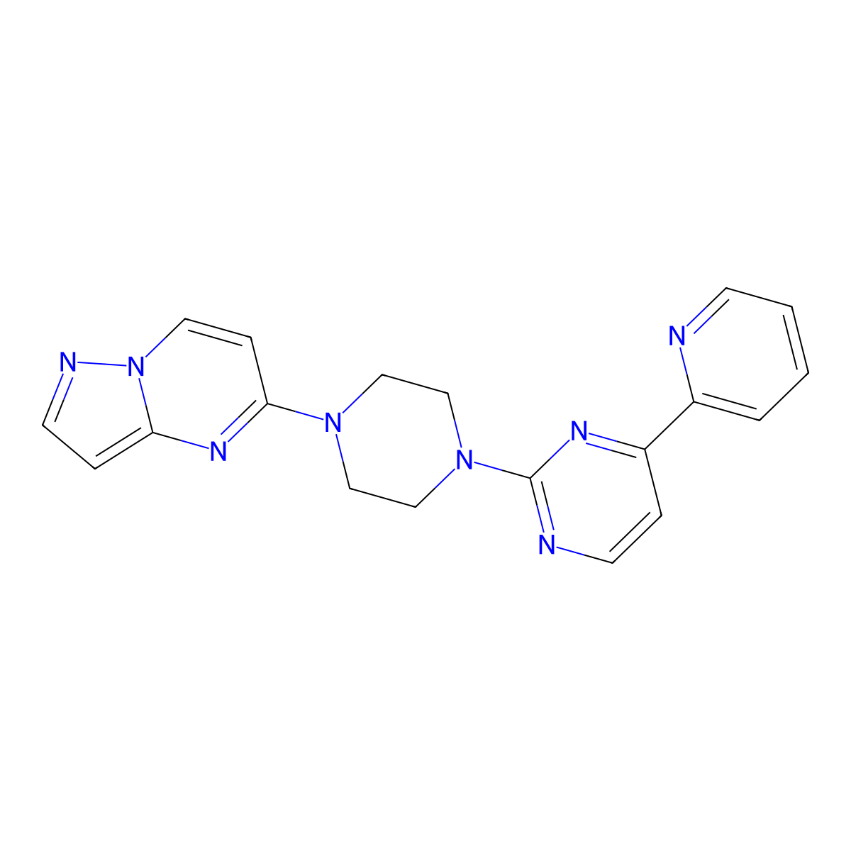 2-(4-{Pyrazolo[1,5-a]pyrimidin-5-yl}piperazin-1-yl)-4-(pyridin-2-yl)pyrimidine molecular structure, CAS 2770599-25-0