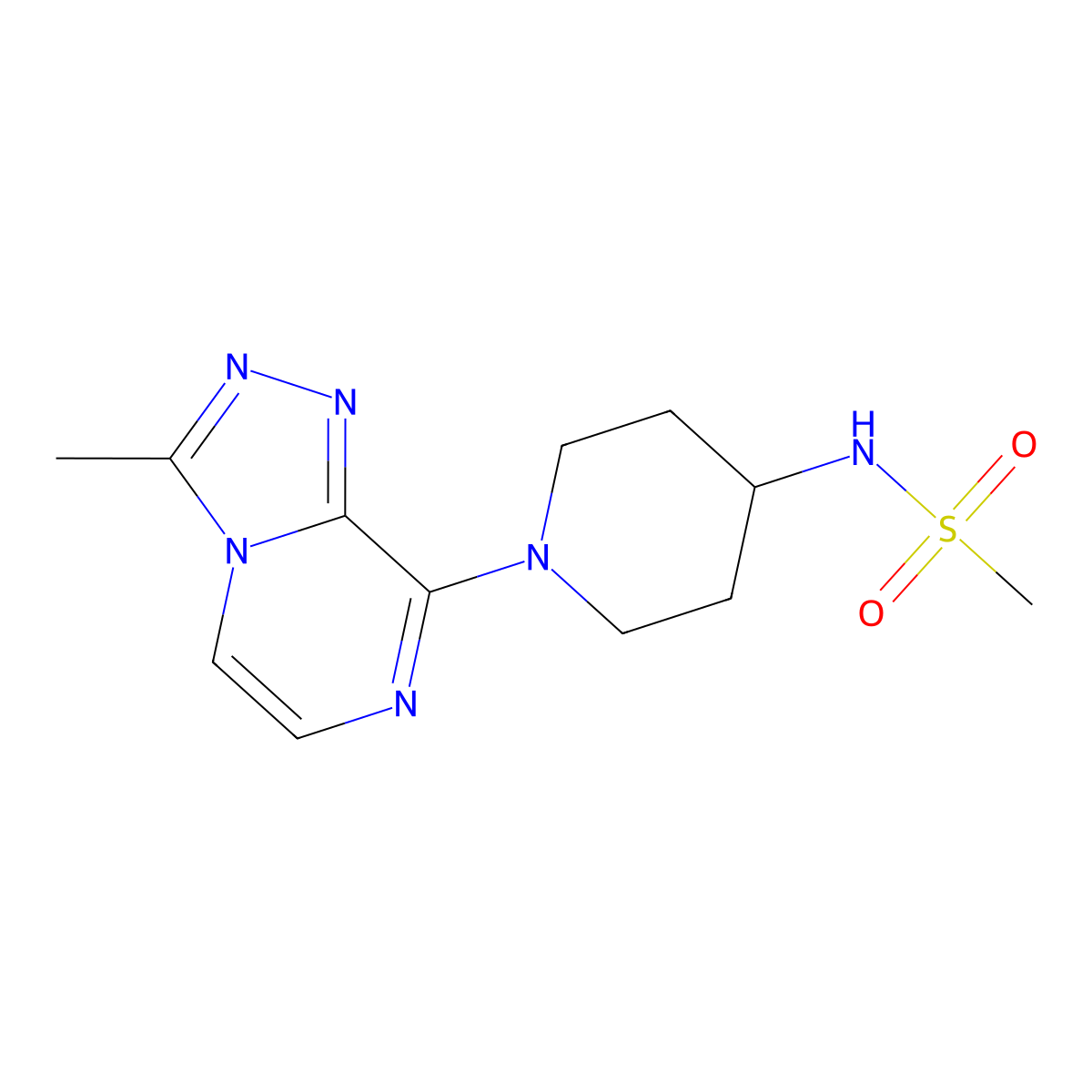 N-(1-{3-methyl-[1,2,4]triazolo[4,3-a]pyrazin-8-yl}piperidin-4-yl)methanesulfonamide molecular structure, CAS 2770599-28-3