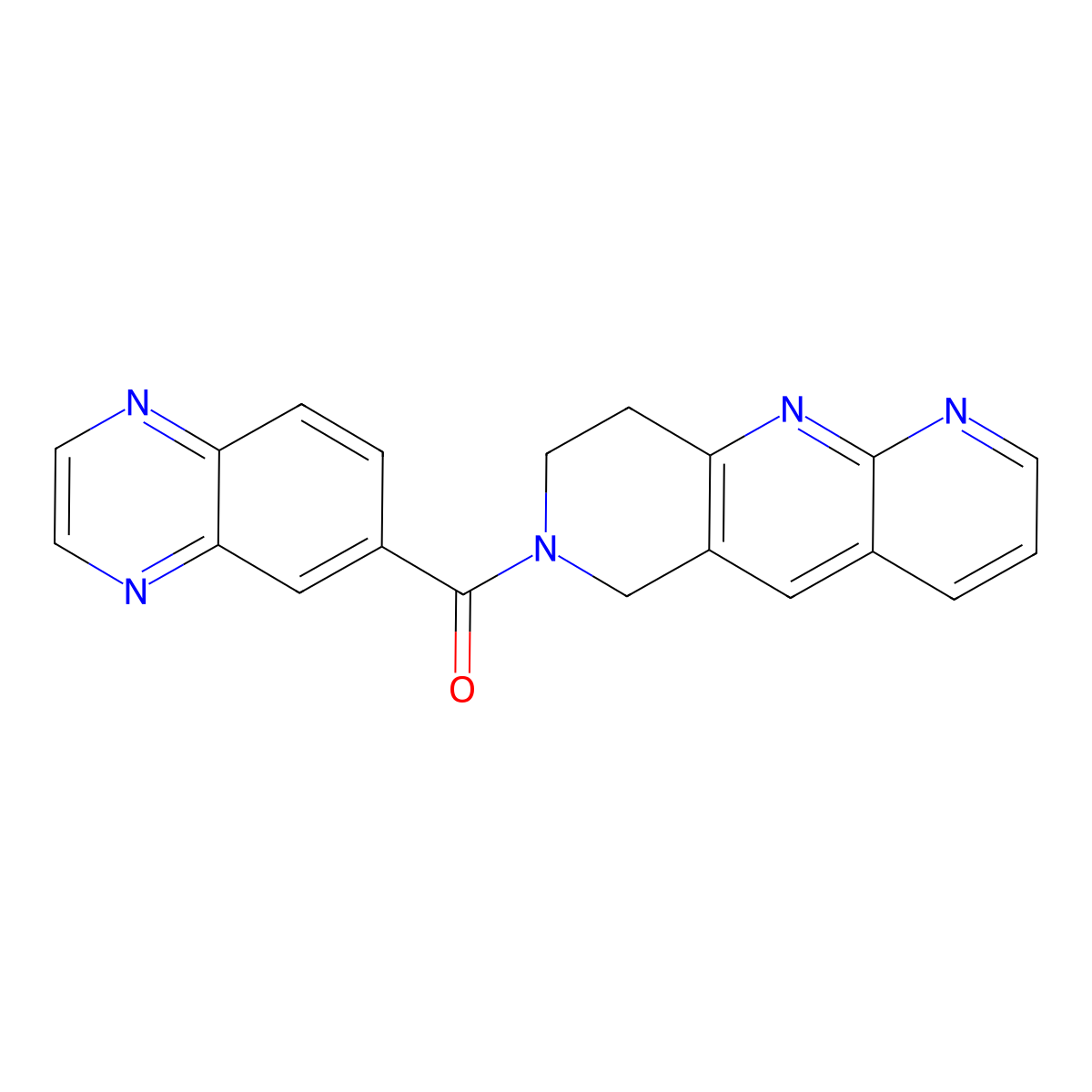 6-{6H,7H,8H,9H-pyrido[2,3-b]1,6-naphthyridine-7-carbonyl}quinoxaline molecular structure, CAS 2770599-29-4