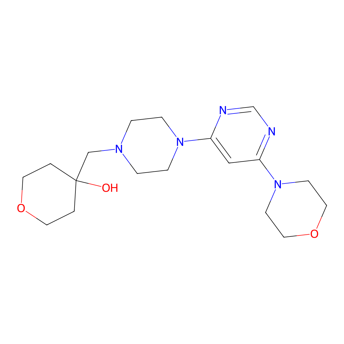 4-({4-[6-(Morpholin-4-yl)pyrimidin-4-yl]piperazin-1-yl}methyl)oxan-4-ol molecular structure, CAS 2770599-31-8