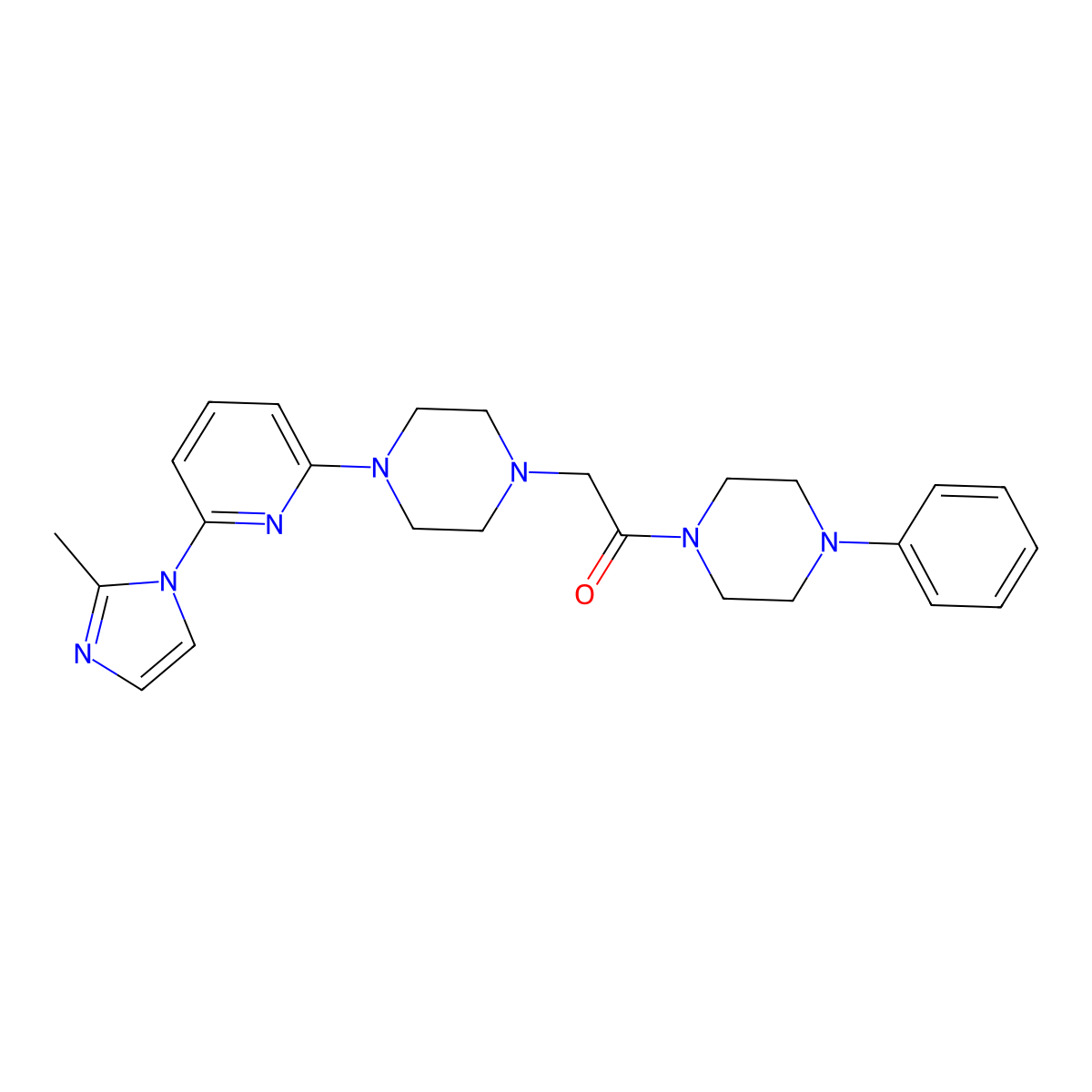 2-{4-[6-(2-methyl-1H-imidazol-1-yl)pyridin-2-yl]piperazin-1-yl}-1-(4-phenylpiperazin-1-yl)ethan-1-one molecular structure, CAS 2770599-33-0