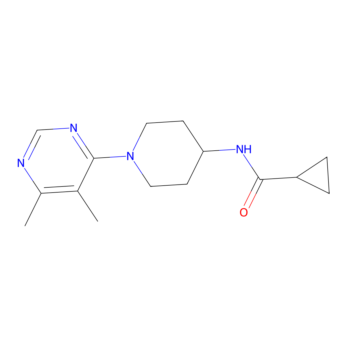 N-[1-(5,6-dimethylpyrimidin-4-yl)piperidin-4-yl]cyclopropanecarboxamide molecular structure, CAS 2770599-38-5