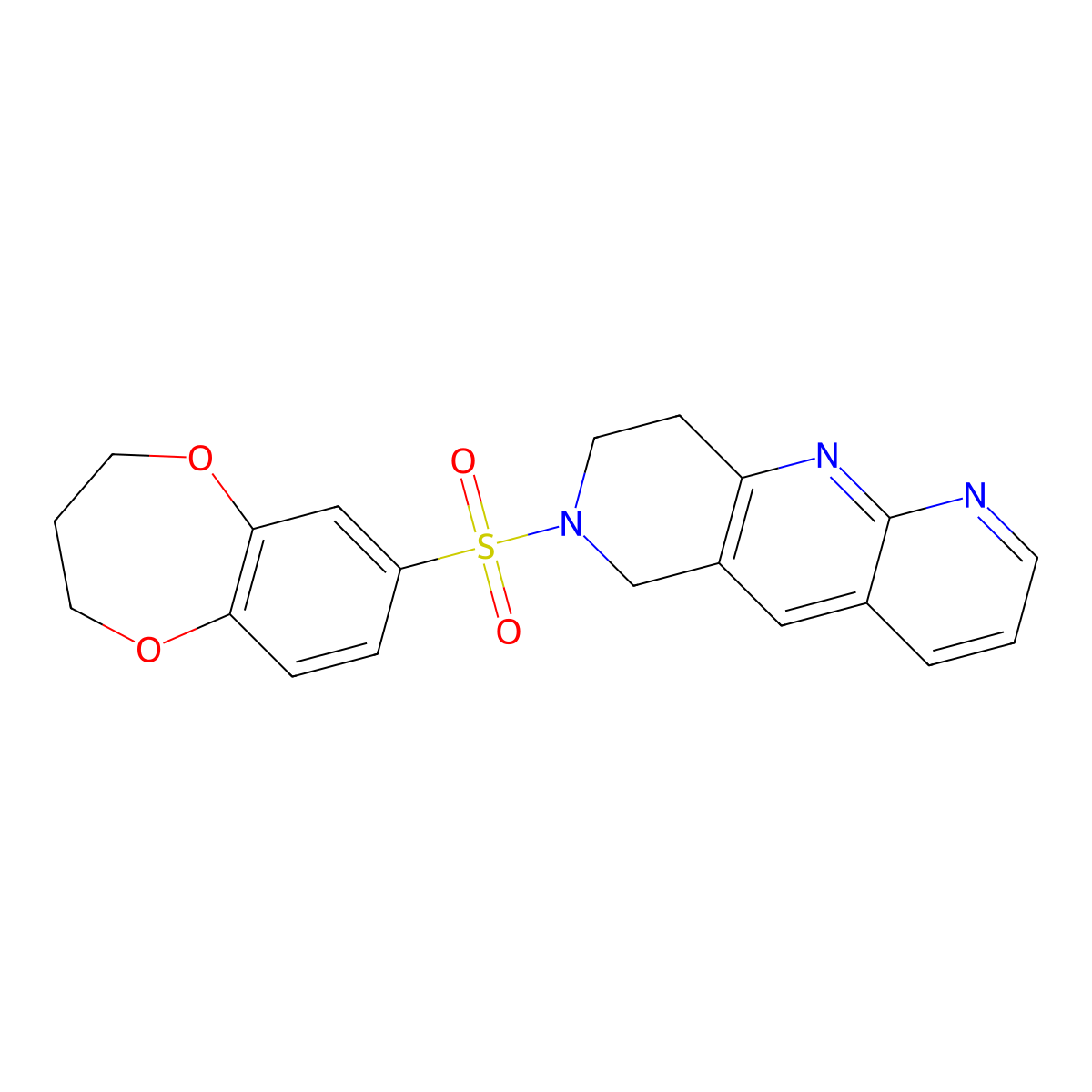 7-(3,4-dihydro-2H-1,5-benzodioxepine-7-sulfonyl)-6H,7H,8H,9H-pyrido[2,3-b]1,6-naphthyridine molecular structure, CAS 2770599-40-9