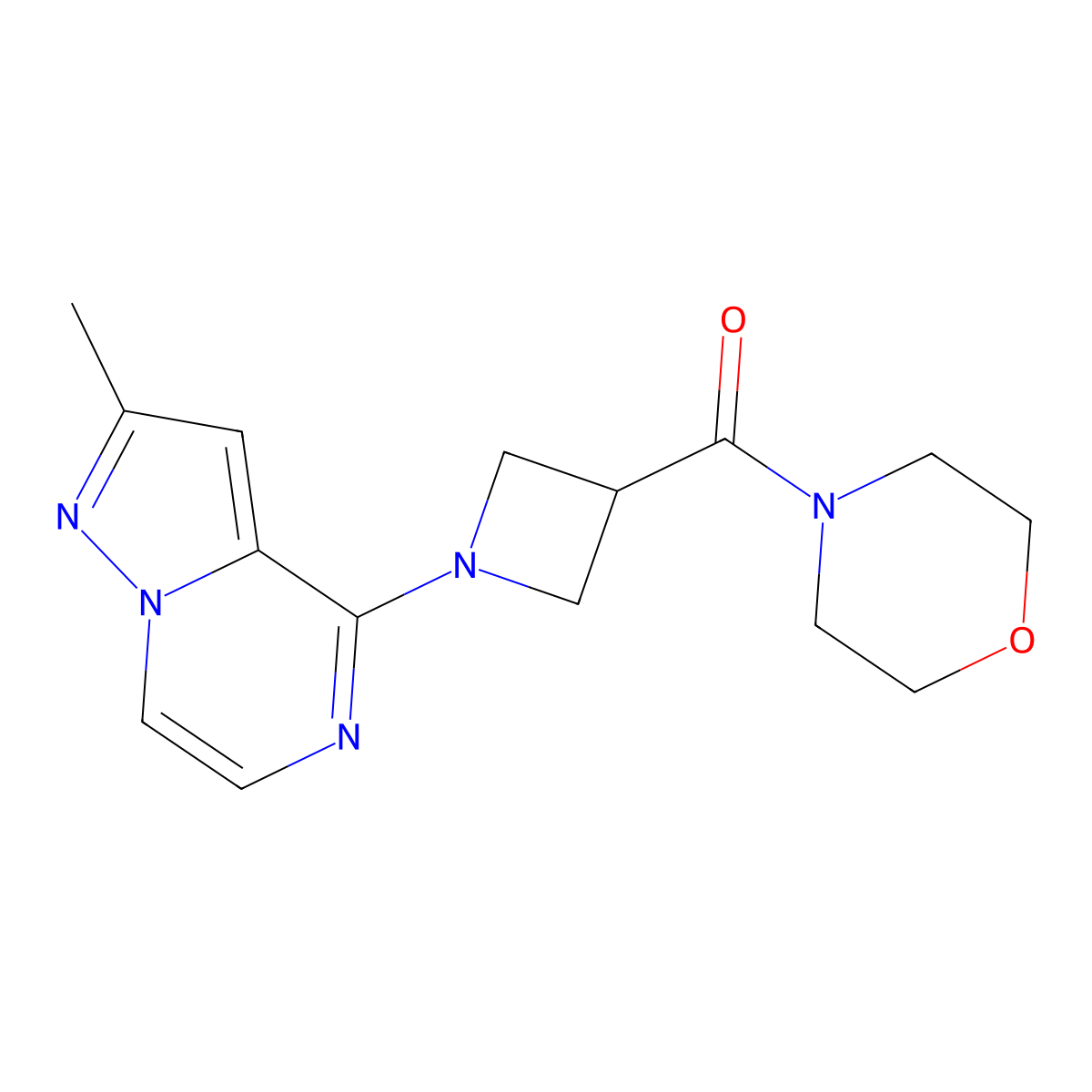 4-(1-{2-Methylpyrazolo[1,5-a]pyrazin-4-yl}azetidine-3-carbonyl)morpholine molecular structure, CAS 2770599-49-8