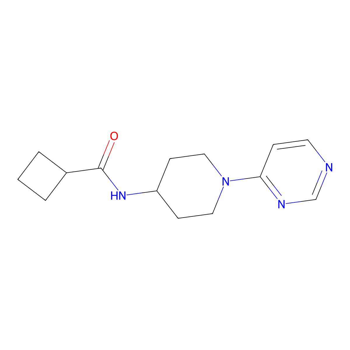 N-[1-(pyrimidin-4-yl)piperidin-4-yl]cyclobutanecarboxamide molecular structure, CAS 2770599-52-3