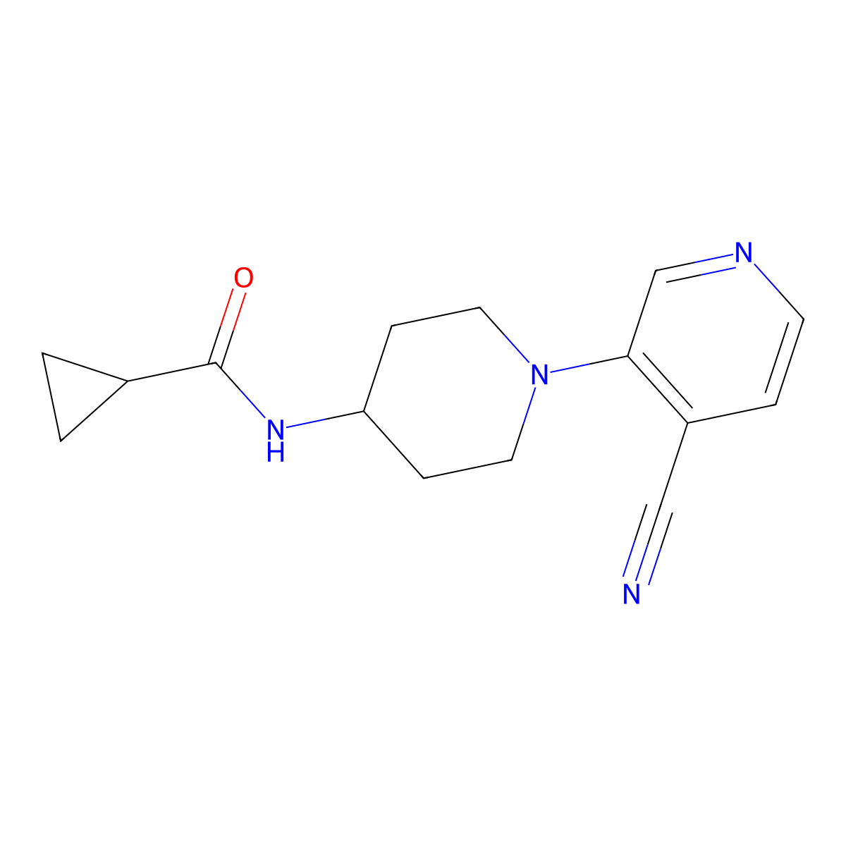 N-[1-(4-cyanopyridin-3-yl)piperidin-4-yl]cyclopropanecarboxamide molecular structure, CAS 2770599-56-7