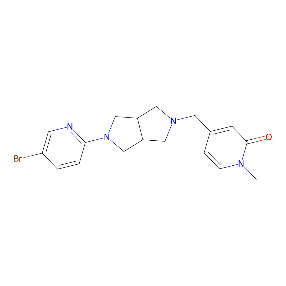 4-{[5-(5-Bromopyridin-2-yl)-octahydropyrrolo[3,4-c]pyrrol-2-yl]methyl}-1-methyl-1,2-dihydropyridin-2-one molecular structure, CAS 2770599-58-9