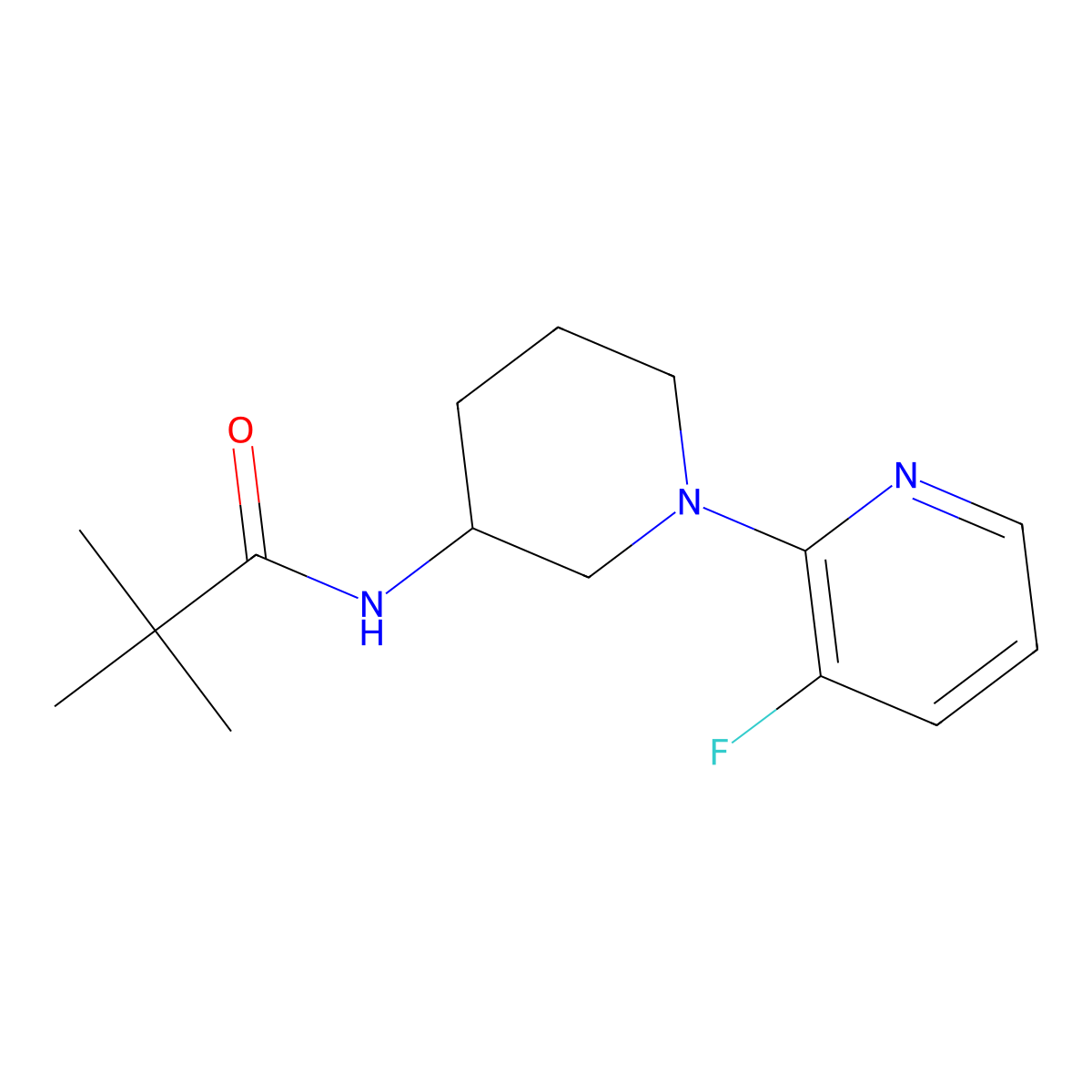 N-[1-(3-fluoropyridin-2-yl)piperidin-3-yl]-2,2-dimethylpropanamide molecular structure, CAS 2770599-60-3