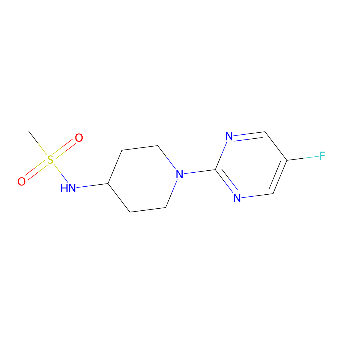 N-[1-(5-fluoropyrimidin-2-yl)piperidin-4-yl]methanesulfonamide molecular structure, CAS 2770599-64-7