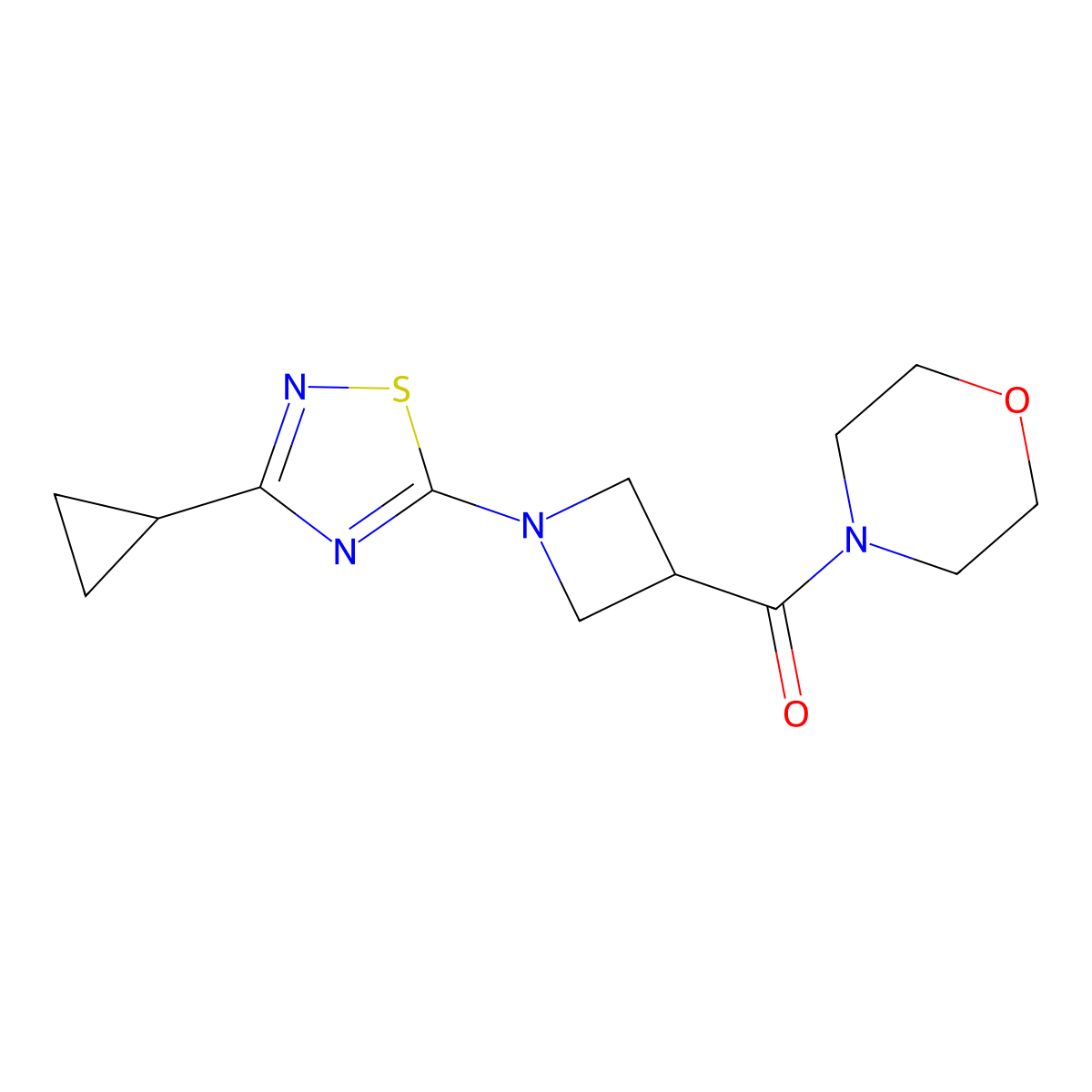 4-[1-(3-Cyclopropyl-1,2,4-thiadiazol-5-yl)azetidine-3-carbonyl]morpholine molecular structure, CAS 2770599-69-2