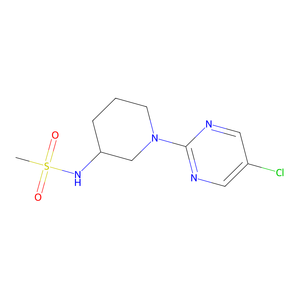 N-[1-(5-chloropyrimidin-2-yl)piperidin-3-yl]methanesulfonamide molecular structure, CAS 2770599-72-7