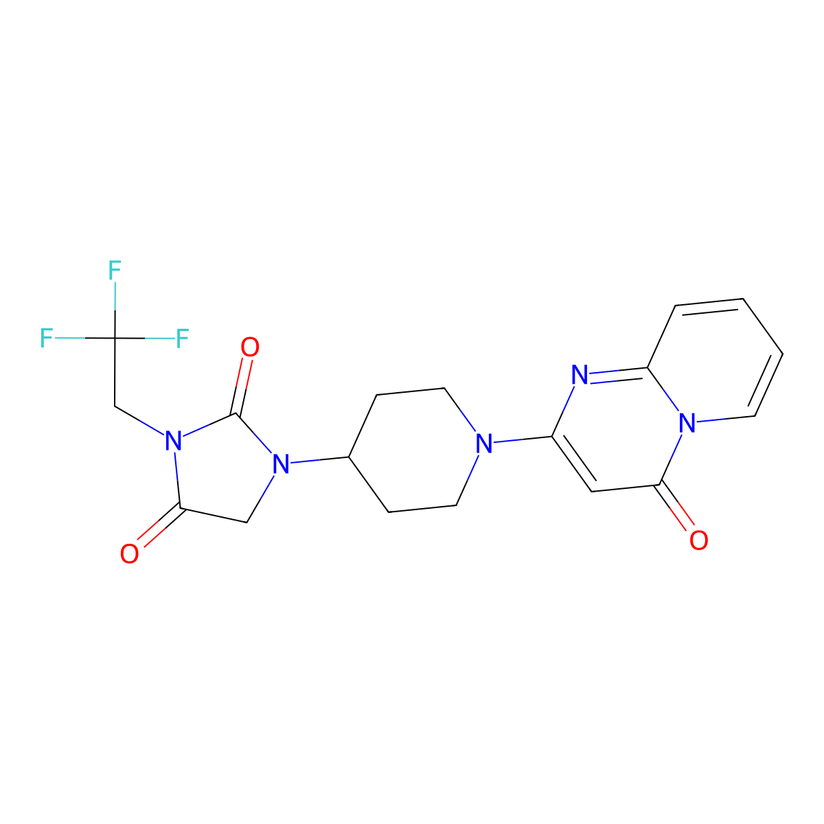 1-(1-{4-oxo-4H-pyrido[1,2-a]pyrimidin-2-yl}piperidin-4-yl)-3-(2,2,2-trifluoroethyl)imidazolidine-2,4-dione molecular structure, CAS 2770599-87-4