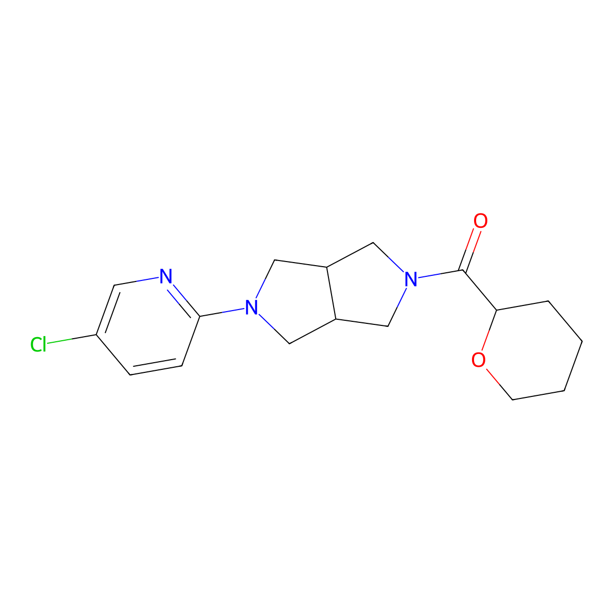 5-Chloro-2-[5-(oxane-2-carbonyl)-octahydropyrrolo[3,4-c]pyrrol-2-yl]pyridine molecular structure, CAS 2770599-88-5