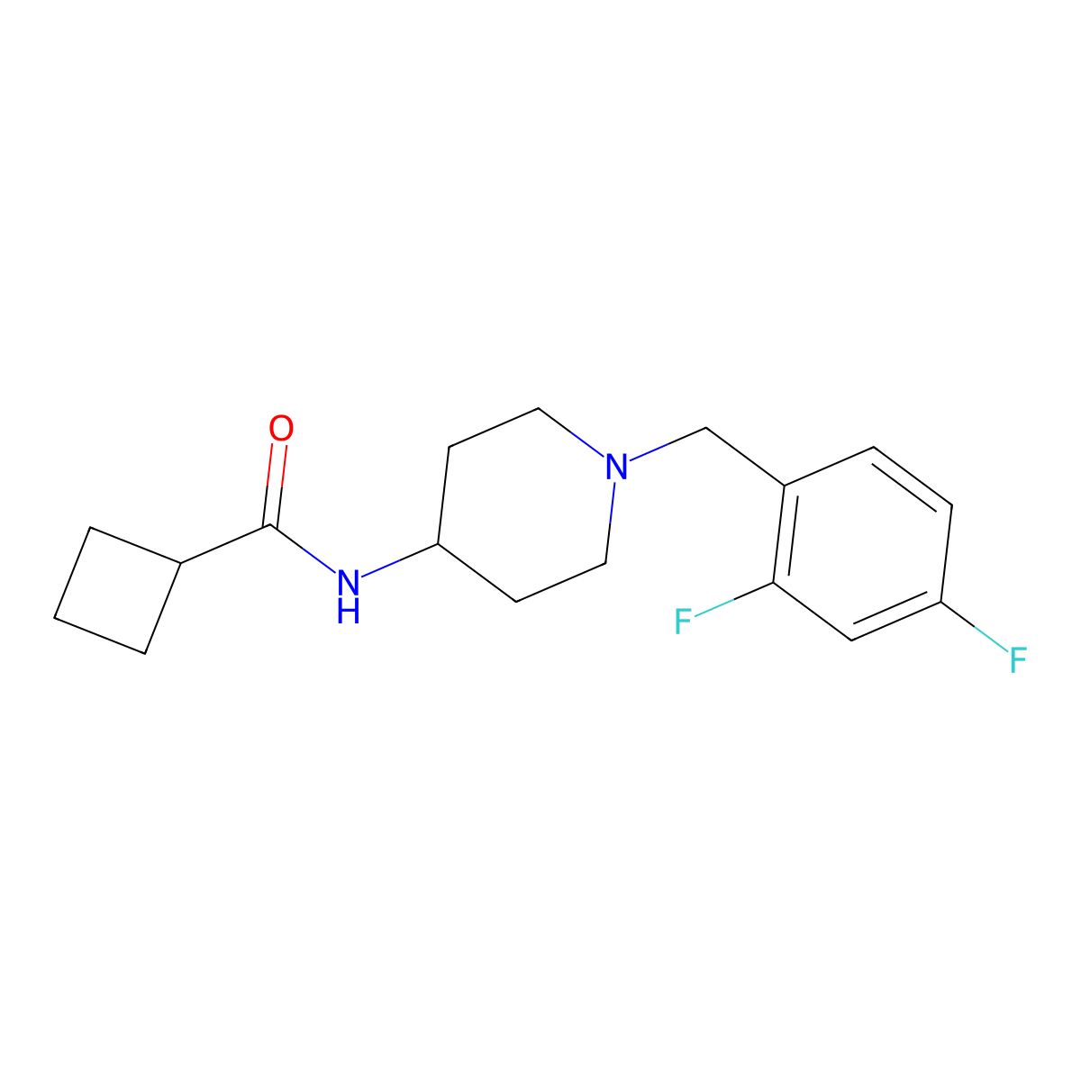 N-{1-[(2,4-difluorophenyl)methyl]piperidin-4-yl}cyclobutanecarboxamide molecular structure, CAS 2770599-89-6