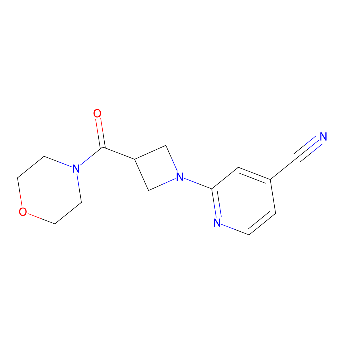 2-[3-(Morpholine-4-carbonyl)azetidin-1-yl]pyridine-4-carbonitrile molecular structure, CAS 2770599-92-1