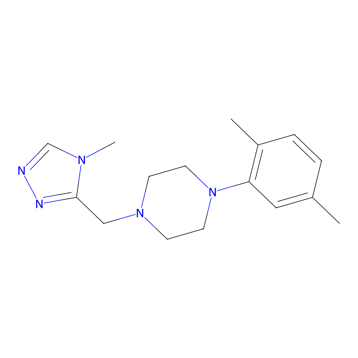 1-(2,5-dimethylphenyl)-4-[(4-methyl-4H-1,2,4-triazol-3-yl)methyl]piperazine molecular structure, CAS 2770599-95-4