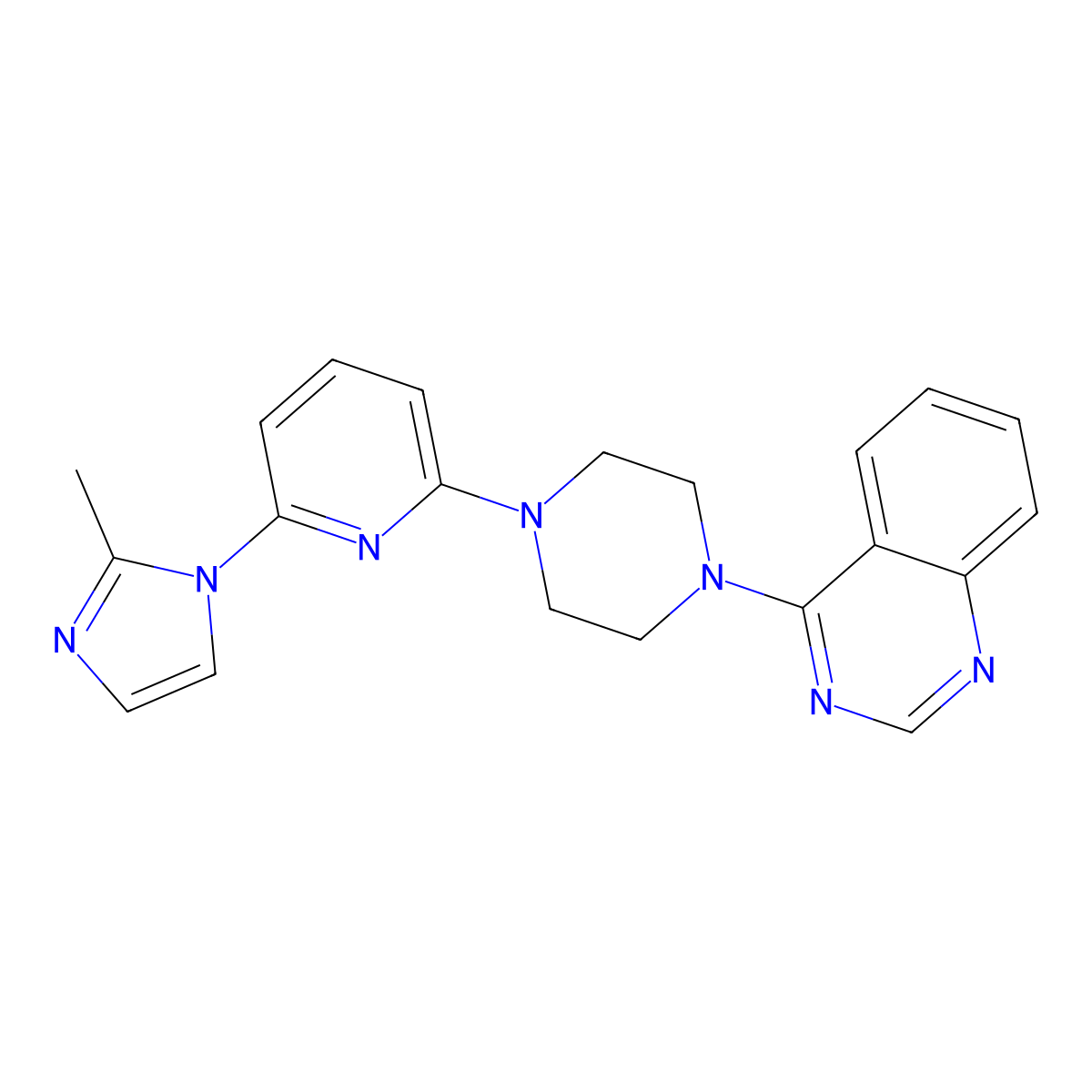 4-[4-[6-(2-Methylimidazol-1-yl)pyridin-2-yl]piperazin-1-yl]quinazoline molecular structure, CAS 2770599-96-5