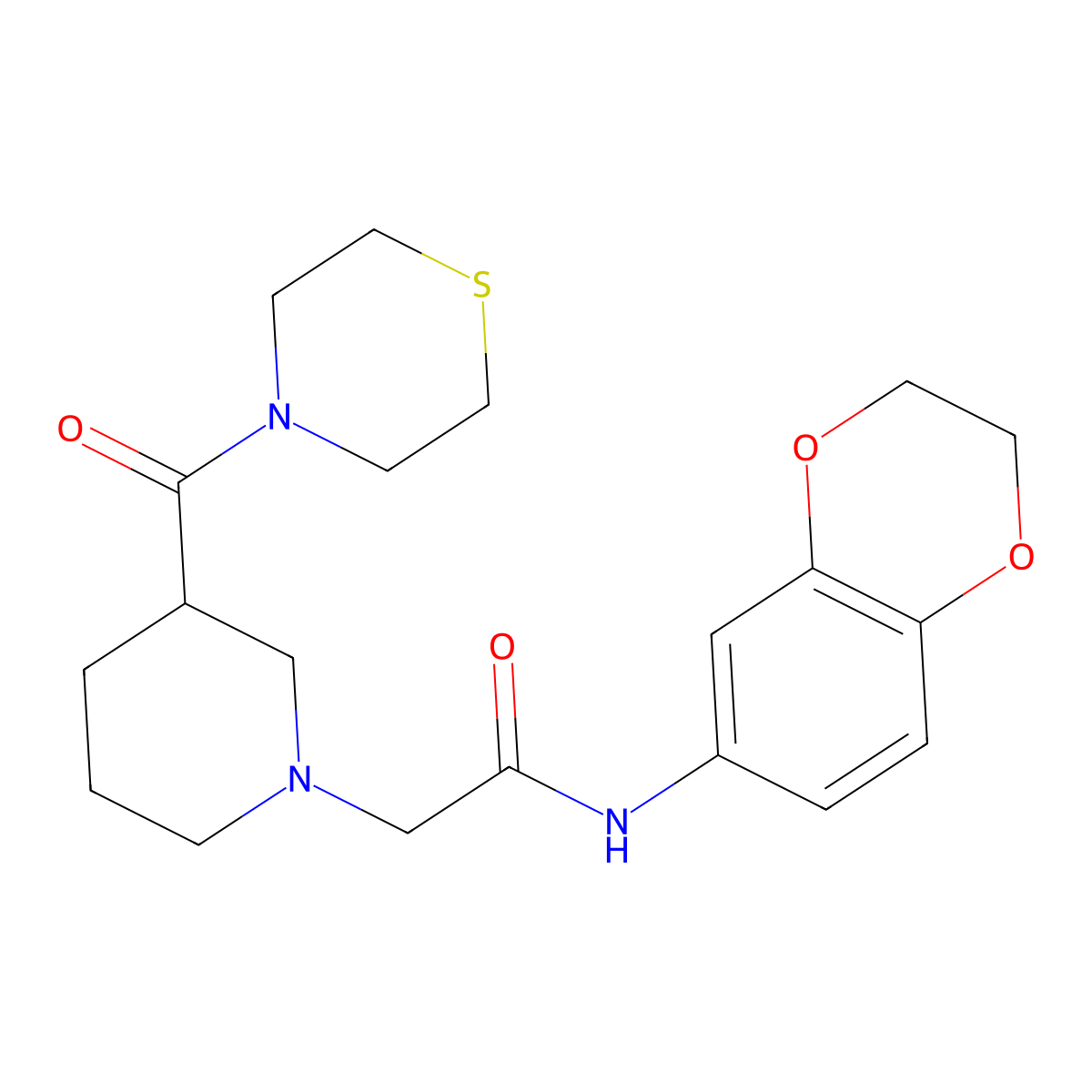 N-(2,3-dihydro-1,4-benzodioxin-6-yl)-2-[3-(thiomorpholine-4-carbonyl)piperidin-1-yl]acetamide molecular structure, CAS 2770599-99-8