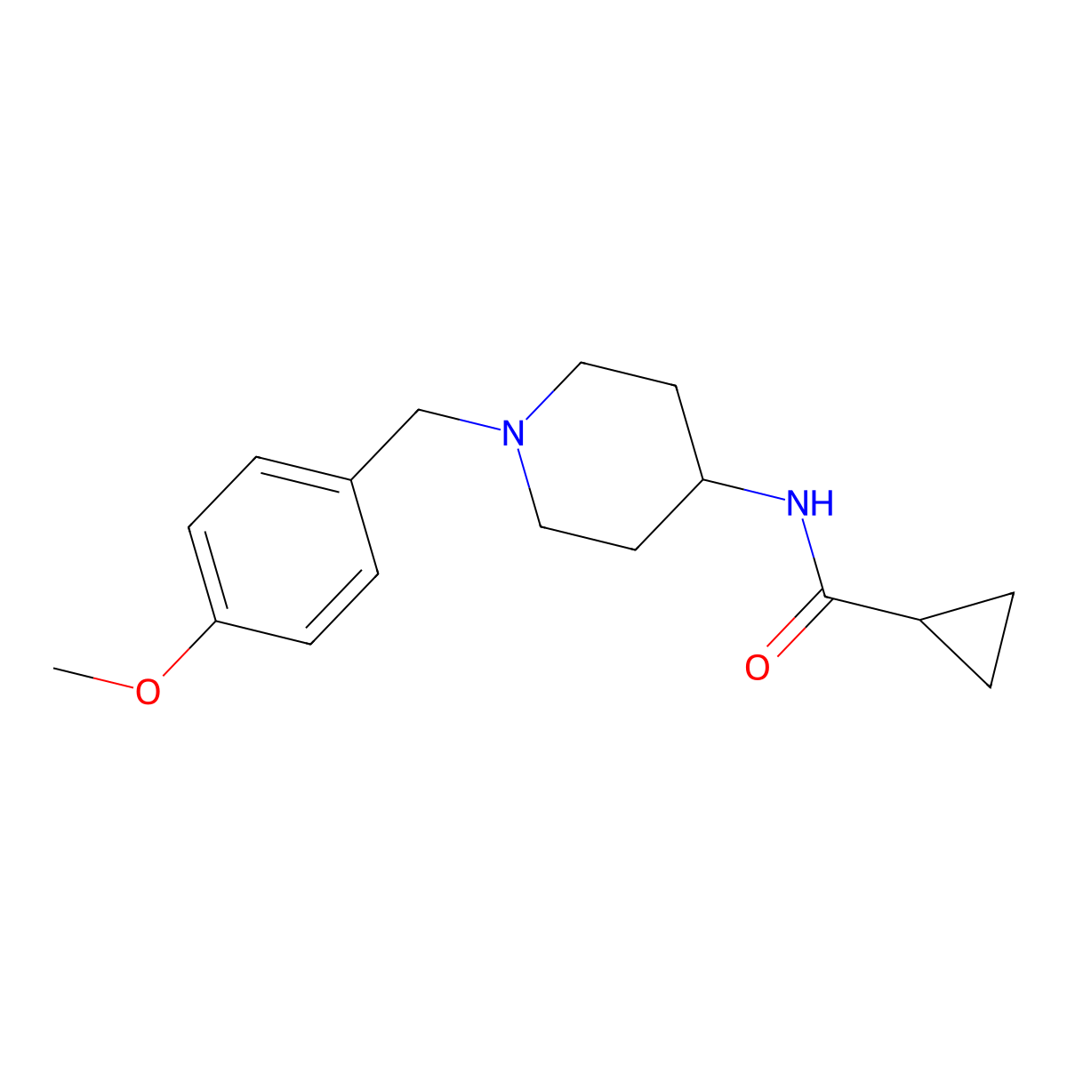 N-{1-[(4-methoxyphenyl)methyl]piperidin-4-yl}cyclopropanecarboxamide molecular structure, CAS 2770600-07-0