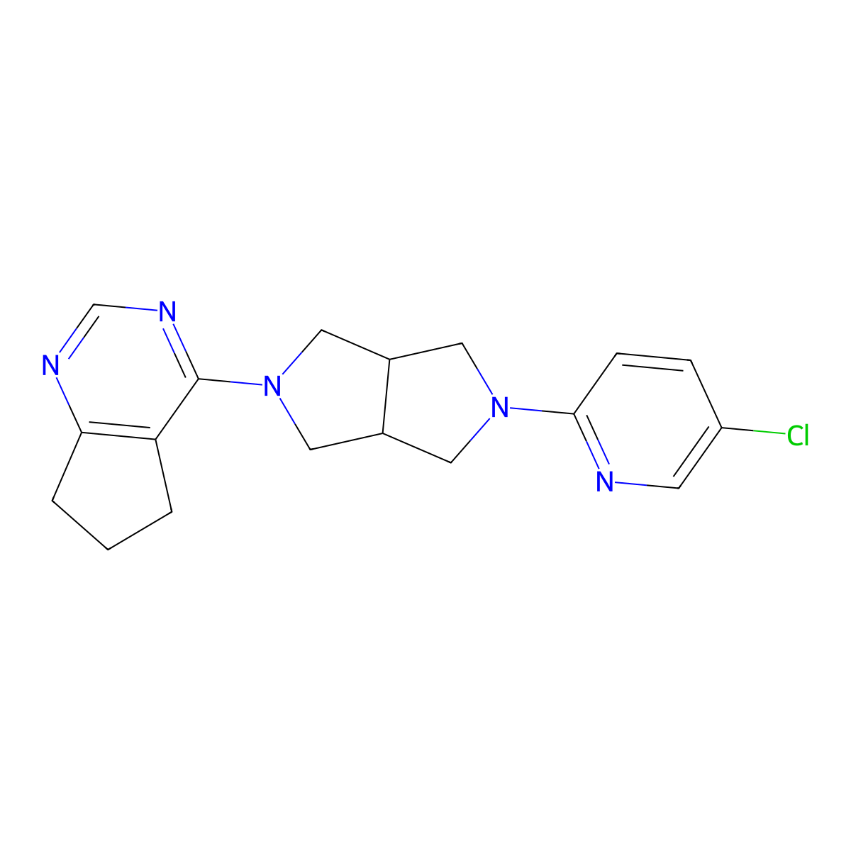 5-chloro-2-(5-{5H,6H,7H-cyclopenta[d]pyrimidin-4-yl}-octahydropyrrolo[3,4-c]pyrrol-2-yl)pyridine molecular structure, CAS 2770600-11-6