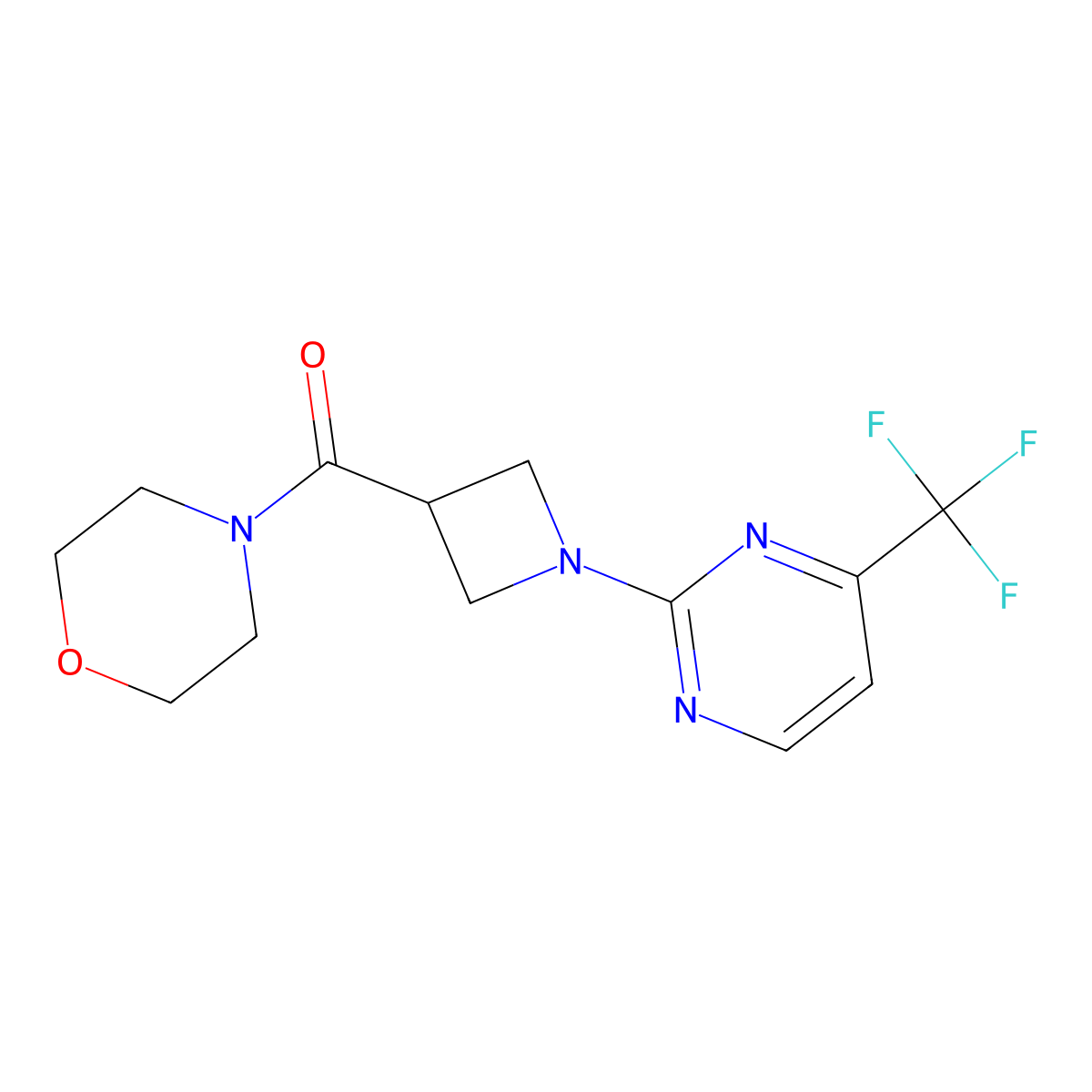 4-{1-[4-(Trifluoromethyl)pyrimidin-2-yl]azetidine-3-carbonyl}morpholine molecular structure, CAS 2770600-16-1