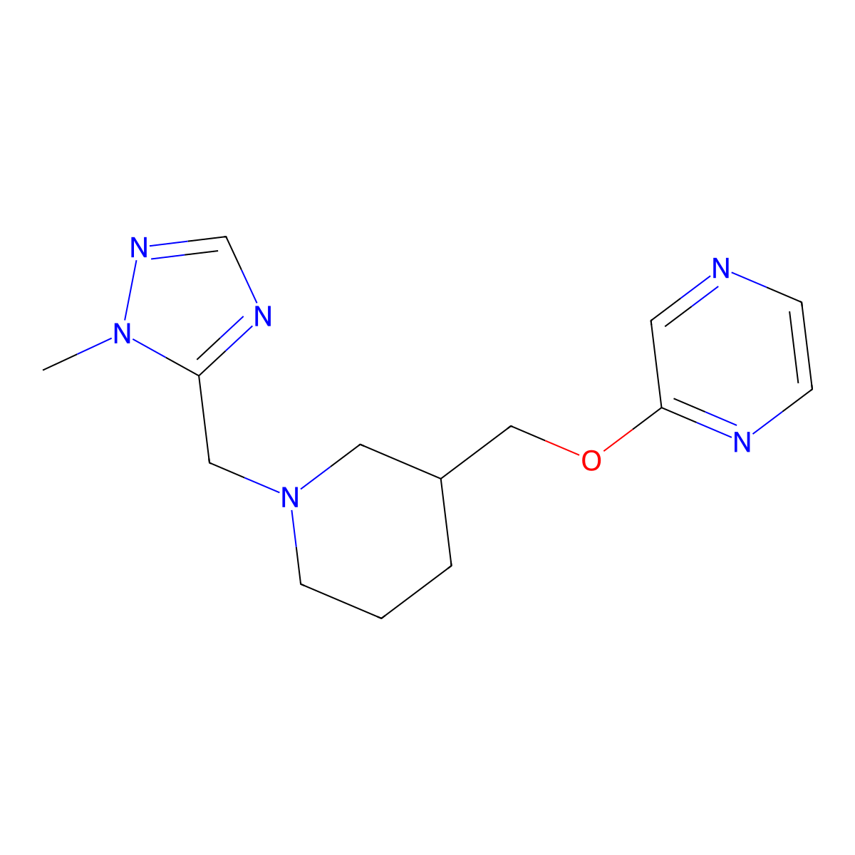 2-({1-[(1-methyl-1H-1,2,4-triazol-5-yl)methyl]piperidin-3-yl}methoxy)pyrazine molecular structure, CAS 2770600-20-7