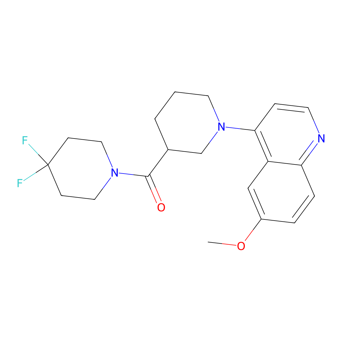 4-[3-(4,4-Difluoropiperidine-1-carbonyl)piperidin-1-yl]-6-methoxyquinoline molecular structure, CAS 2770600-23-0