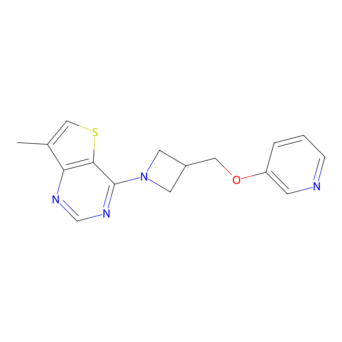 3-[(1-{7-Methylthieno[3,2-d]pyrimidin-4-yl}azetidin-3-yl)methoxy]pyridine molecular structure, CAS 2770600-24-1