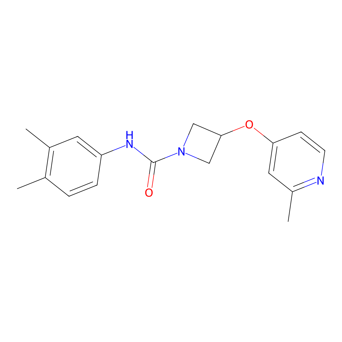 N-(3,4-dimethylphenyl)-3-[(2-methylpyridin-4-yl)oxy]azetidine-1-carboxamide molecular structure, CAS 2770600-27-4