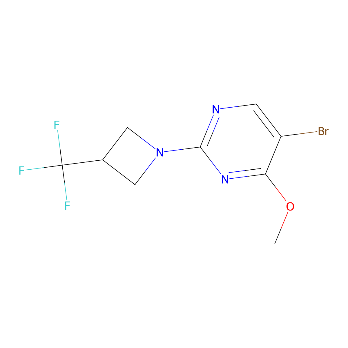 5-Bromo-4-methoxy-2-[3-(trifluoromethyl)azetidin-1-yl]pyrimidine molecular structure, CAS 2770600-33-2
