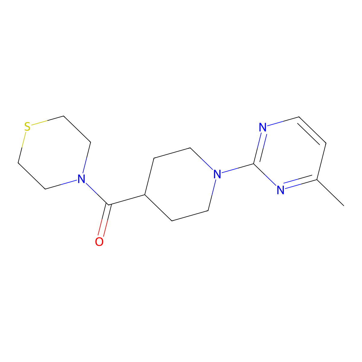 4-[1-(4-Methylpyrimidin-2-yl)piperidine-4-carbonyl]thiomorpholine molecular structure, CAS 2770600-47-8