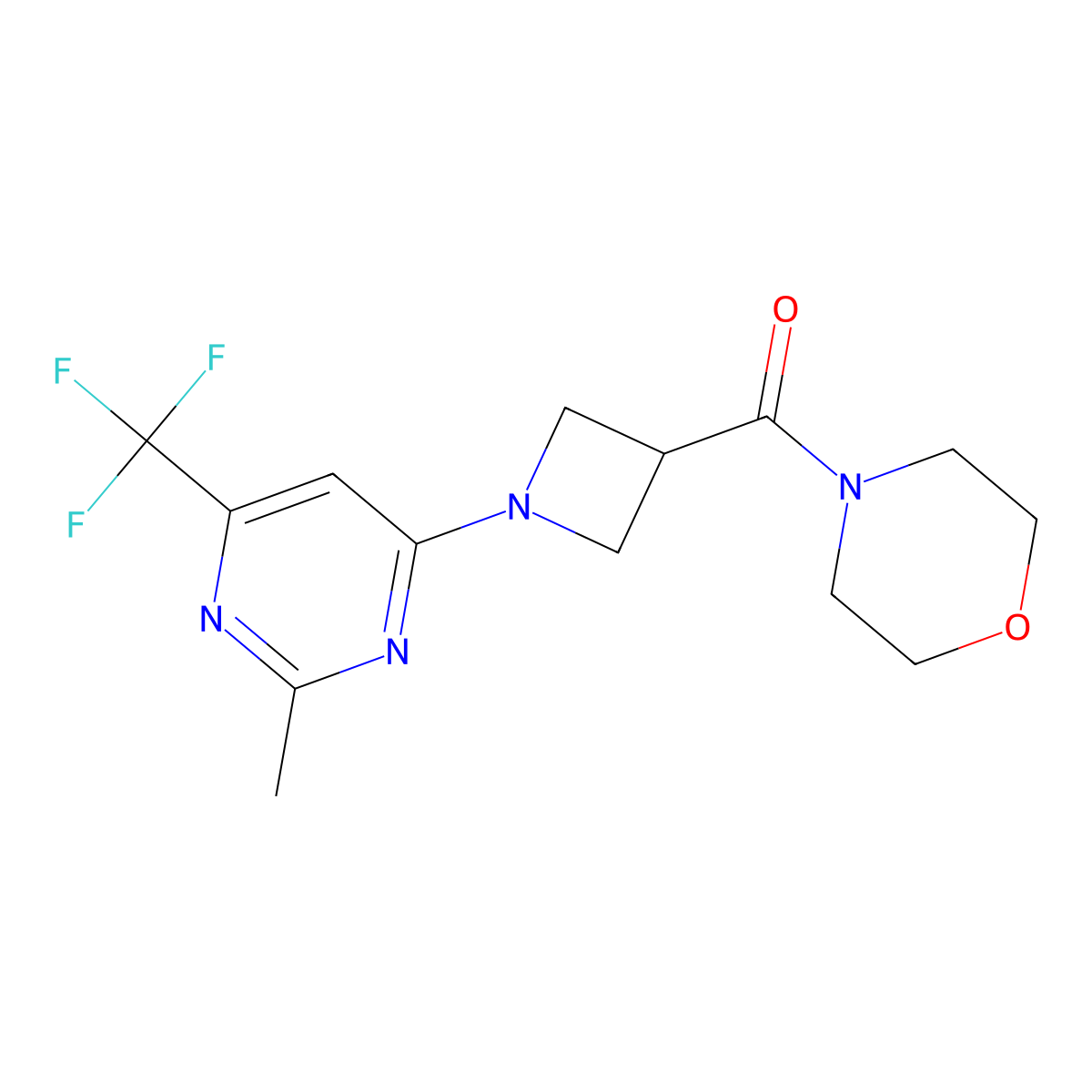 4-{1-[2-Methyl-6-(trifluoromethyl)pyrimidin-4-yl]azetidine-3-carbonyl}morpholine molecular structure, CAS 2770600-50-3