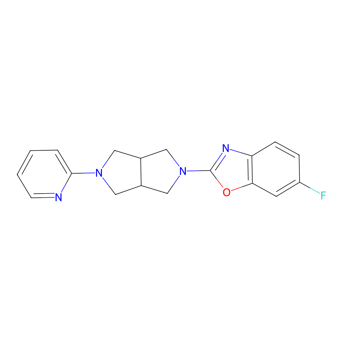 6-Fluoro-2-[5-(pyridin-2-yl)-octahydropyrrolo[3,4-c]pyrrol-2-yl]-1,3-benzoxazole molecular structure, CAS 2770600-69-4
