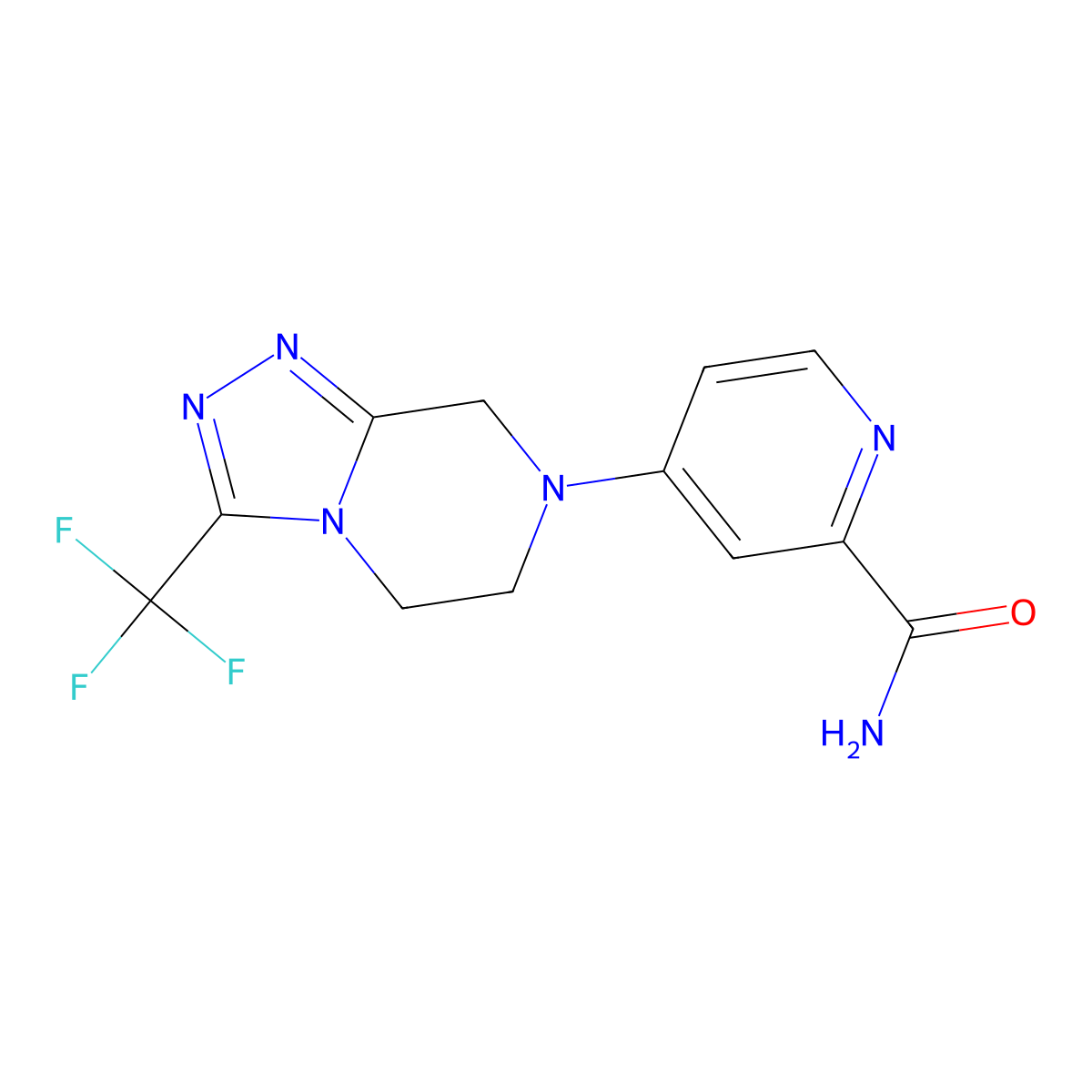 4-[3-(trifluoromethyl)-5H,6H,7H,8H-[1,2,4]triazolo[4,3-a]pyrazin-7-yl]pyridine-2-carboxamide molecular structure, CAS 2770600-72-9