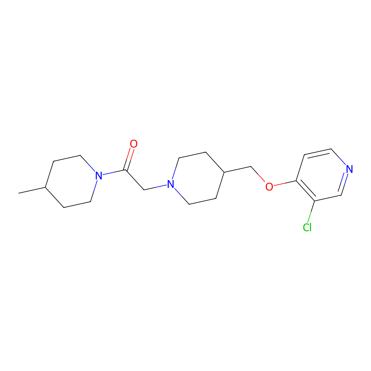 2-(4-{[(3-Chloropyridin-4-yl)oxy]methyl}piperidin-1-yl)-1-(4-methylpiperidin-1-yl)ethan-1-one molecular structure, CAS 2770600-81-0