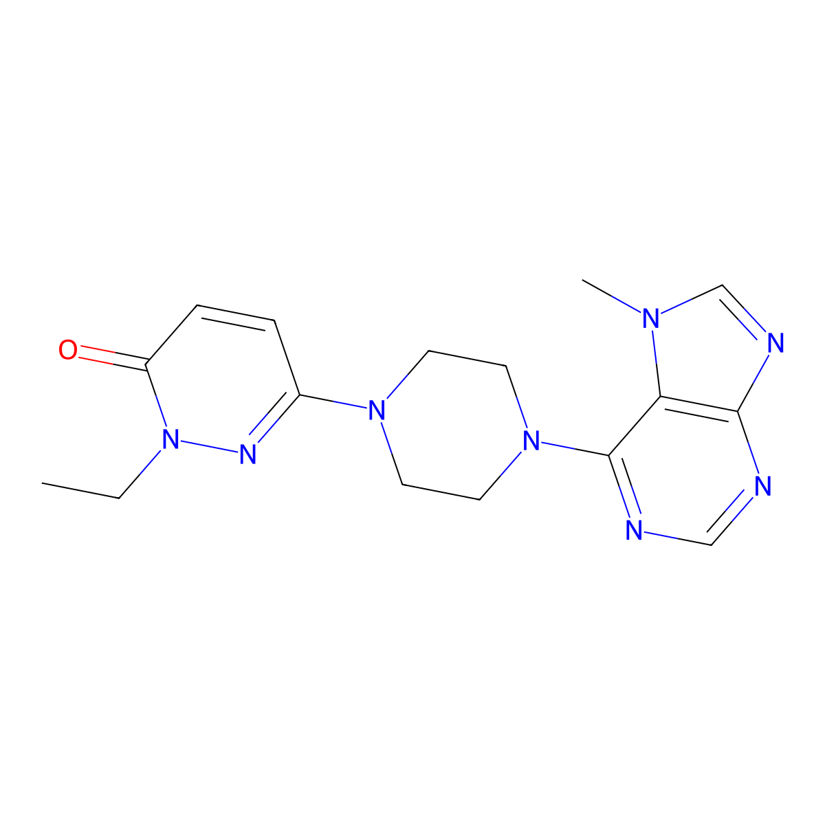 2-ethyl-6-[4-(7-methyl-7H-purin-6-yl)piperazin-1-yl]-2,3-dihydropyridazin-3-one molecular structure, CAS 2770600-82-1