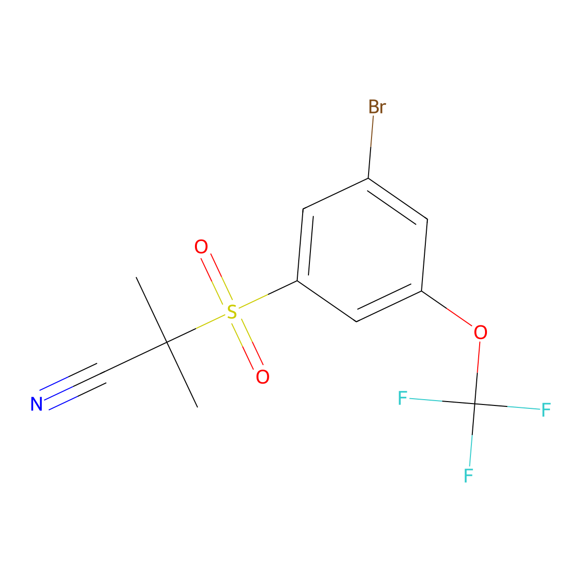 2-[3-Bromo-5-(trifluoromethoxy)benzenesulfonyl]-2-methylpropanenitrile molecular structure, CAS 2770600-83-2