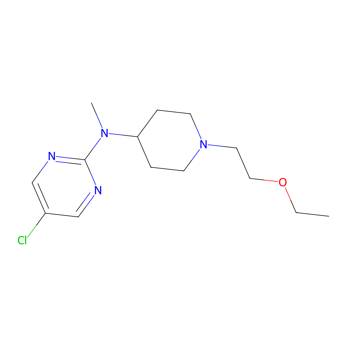 5-chloro-N-[1-(2-ethoxyethyl)piperidin-4-yl]-N-methylpyrimidin-2-amine molecular structure, CAS 2770600-88-7