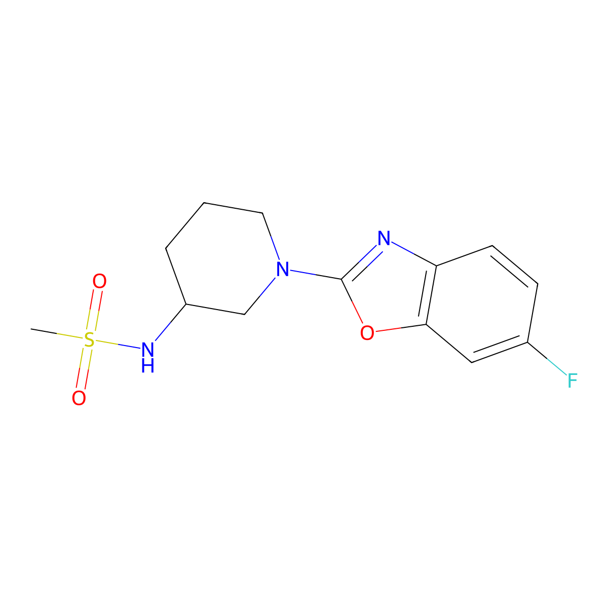 N-[1-(6-fluoro-1,3-benzoxazol-2-yl)piperidin-3-yl]methanesulfonamide molecular structure, CAS 2770600-99-0